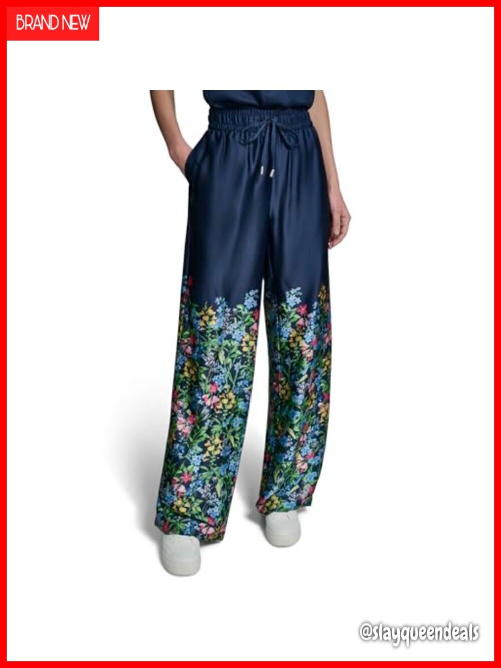 Flowy Wide Leg Floral Print Relaxed Fit Pull On Pants